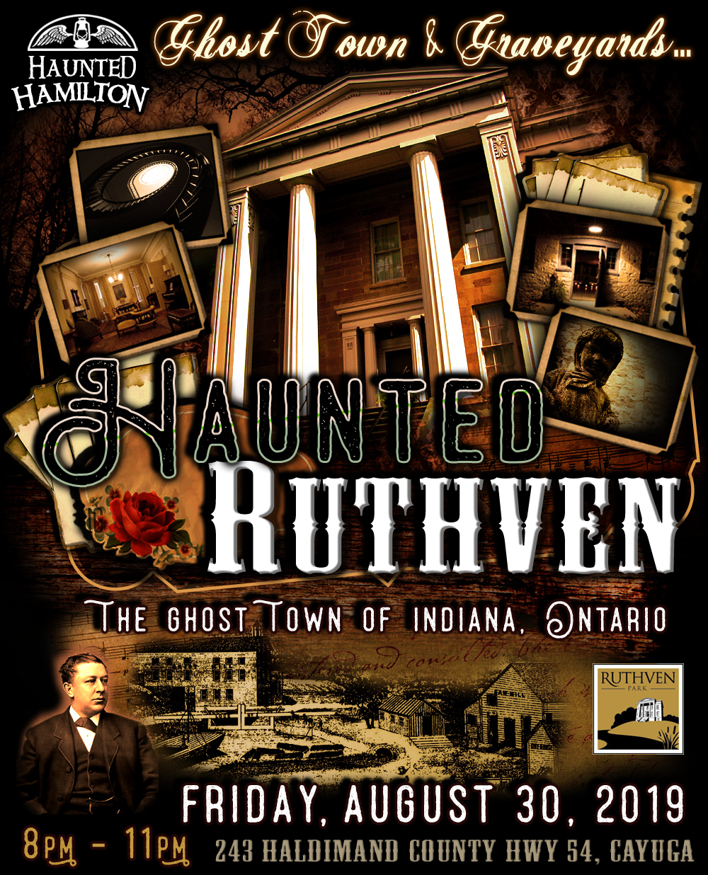 HAUNTED RUTHVEN Paranormal Investigation & Mansion Tours with Haunted Hamilton | Cayuga, Ontario, The Former Ghost Town of Indiana, Ontario, Canada along the historic banks of the Grand River